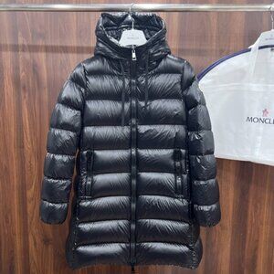 Moncler Women's Shiny Black Long Puffer Jacket